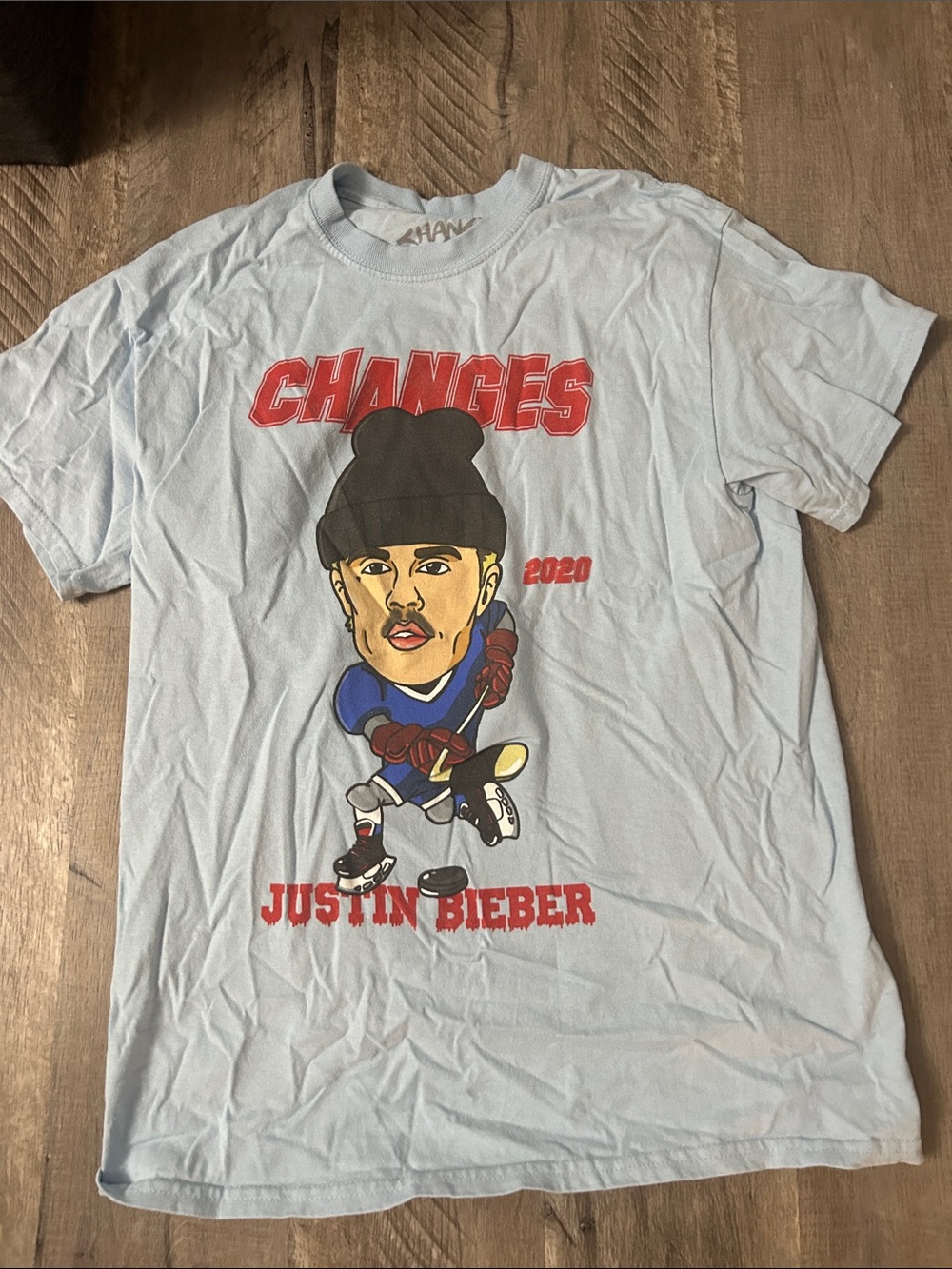 Justin Bieber Light Blue Graphic Short-Sleeve Tee